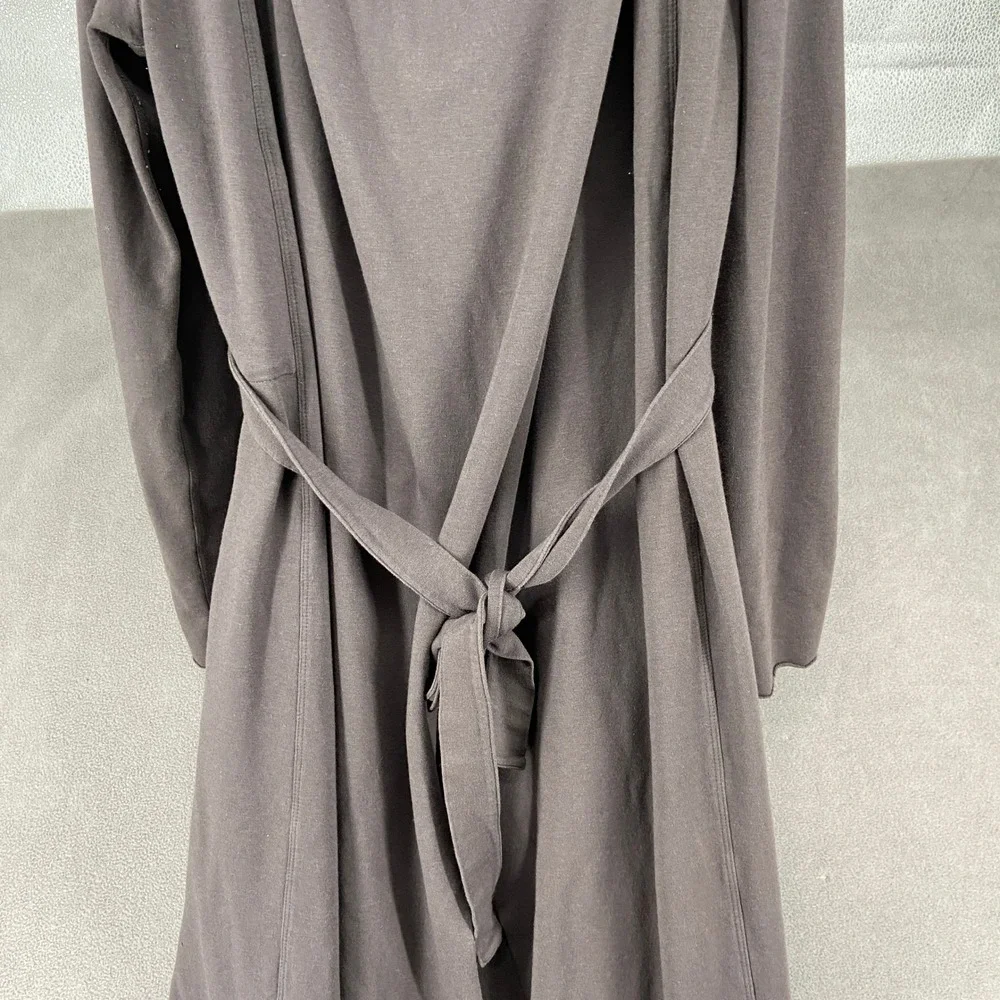 Lunya Restoration Long Robe Charcoal Grey Wrap Front Belted Maxi Loungewear L/XL